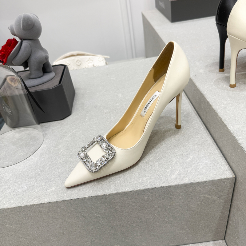 High-Heeled Party Shoes with Pointed Toe and Rhinestone Buckle - Shallow Mouth Fine Heel Design, Chic Ins Style