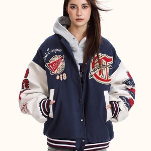 High Street Baseball Jacket for Men and Women - Loose-Fitting Plush Embroidered Hip-Hop Style Outerwear