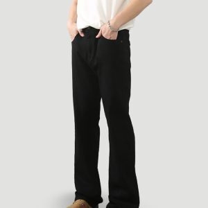 High Street Black Stretchy Slim-Fit Tapered Jeans for Men - Casual Versatile Slimming Long Pants Trendy Fashion