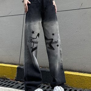 High Street Women's High-Waisted Slim-Fit Wide-Leg Jeans - Trendy Casual American Style Loose Fit Pants
