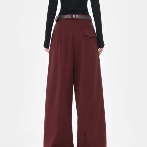 High Waist Draped Pleated Wide-Leg Casual Pants for Women - Ankle-Length Thickened Suit Trousers for Autumn/Winter Fashion
