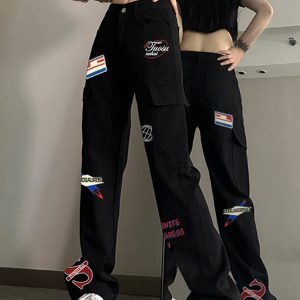 High-Waisted American-Style Workwear Jeans for Women, Casual Slimming Loose Straight-Leg Wide-Leg Pants, Versatile Everyday Fashion