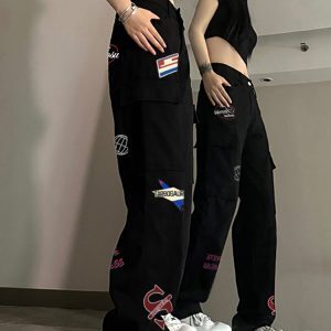 High-Waisted American-Style Workwear Jeans for Women, Casual Slimming Loose Straight-Leg Wide-Leg Pants, Versatile Everyday Fashion