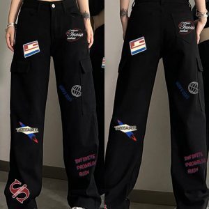 High-Waisted American-Style Workwear Jeans for Women, Casual Slimming Loose Straight-Leg Wide-Leg Pants, Versatile Everyday Fashion
