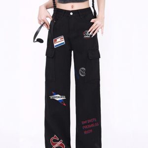 High-Waisted American-Style Workwear Jeans for Women, Slimming Loose Straight-Leg Casual Wide-Leg Pants, Versatile Fashion Essential