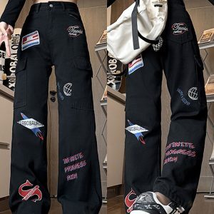 High-Waisted American Workwear Jeans for Women, Slimming Loose Straight-Leg Wide-Leg Casual Pants, Versatile Y2K Style