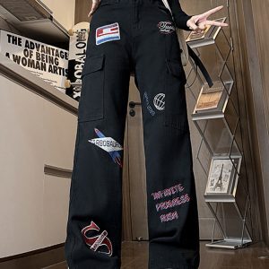 High-Waisted American Workwear Jeans for Women, Slimming Loose Straight-Leg Wide-Leg Casual Pants, Versatile Y2K Style