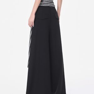 High-Waisted Black Wide-Leg Suit Pants for Women, Thin Pleated Draped Trousers, Trendy Summer Fashion, Chic Office Wear