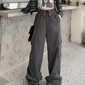 High-Waisted Cargo Pants for Women - Stylish Multi-Pocket Straight-Leg Dance Trousers for Jazz and Casual Wear