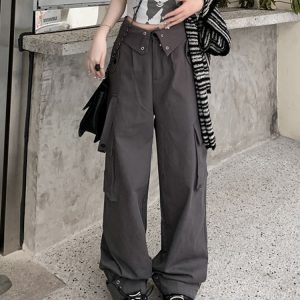 High-Waisted Cargo Pants for Women - Stylish Multi-Pocket Straight-Leg Dance Trousers for Jazz and Casual Wear