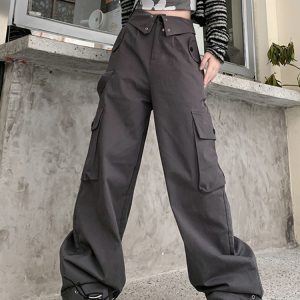 High-Waisted Cargo Pants for Women - Stylish Multi-Pocket Straight-Leg Dance Trousers for Jazz and Casual Wear