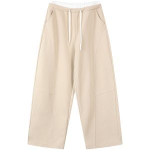 High-Waisted Draped Wide-Leg Casual Pants for Women - Spring Korean Style Loose Versatile Elastic Waist Floor-Length Trousers