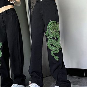 High-Waisted Embroidered Jeans for Women - American Style High Street Trend, Slimming, Versatile Casual Straight-Leg Wide-Leg Pants