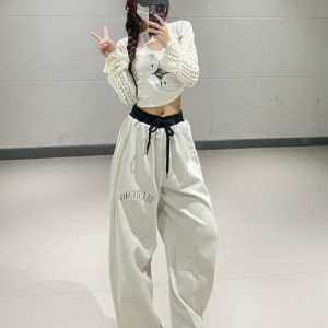 High-Waisted Fake Two-Piece Sports Pants for Women - Casual Jazz Dance Trousers - Early Autumn Fashion