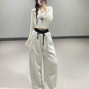 High-Waisted Fake Two-Piece Sports Pants for Women - Casual Jazz Dance Trousers - Early Autumn Fashion