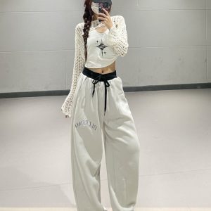 High-Waisted Fake Two-Piece Sports Pants for Women - Casual Jazz Dance Trousers - Early Autumn Fashion