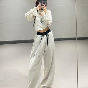 High-Waisted Fake Two-Piece Sports Pants for Women - Casual Jazz Dance Trousers - Early Autumn Fashion