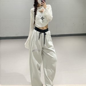 High-Waisted Fake Two-Piece Sports Pants for Women - Casual Jazz Dance Trousers - Early Autumn Fashion