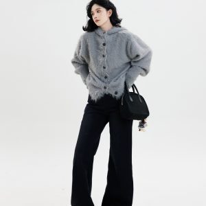 High-Waisted Flared Wide-Leg Jeans for Women - Thickened Loose Fit, Versatile Korean Style, Floor-Length for Autumn & Winter