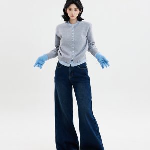 High-Waisted Flared Wide-Leg Jeans for Women - Thickened Loose Fit, Versatile Korean Style, Floor-Length for Autumn & Winter