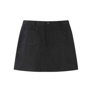 High-Waisted Fleece A-Line Skirt for Women - Solid Color, Elegant and Slimming, Versatile Autumn/Winter Korean Style Bodycon Skirt