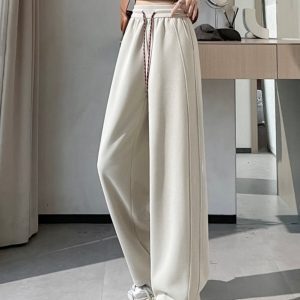 High-Waisted Fleece Wide-Leg Jazz Pants for Women - Hip-Hop Street Dance Banana Trousers, American Style Sportswear