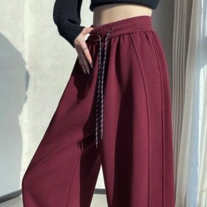 High-Waisted Fleece Wide-Leg Jazz Pants for Women - Hip-Hop Street Dance Banana Trousers, American Style Sportswear