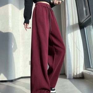 High-Waisted Fleece Wide-Leg Jazz Pants for Women - Hip-Hop Street Dance Banana Trousers, American Style Sportswear