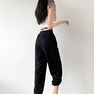 High-Waisted Letter Print Tapered Sports Pants for Women - Trendy Hip-Hop Jazz Dance Style, Casual American High Street Fashion