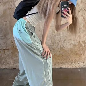 High-Waisted Loose Jazz Dance Pants for Women, Floor-Length Draped Wide-Leg Hip Hop Casual Trousers, European American Street Style