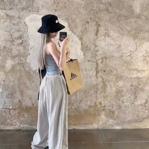 High-Waisted Loose Jazz Dance Pants for Women, Floor-Length Draped Wide-Leg Hip Hop Casual Trousers, European American Street Style