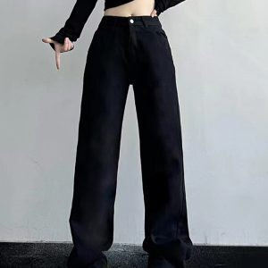 High-Waisted Loose Straight Wide-Leg Jeans for Women - Trendy American Street Style, Versatile & Slimming Casual Pants