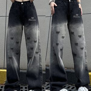 High-Waisted Loose Straight Wide-Leg Pants for Women - Casual Gradient Black American High Street Style