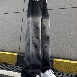 High-Waisted Loose Straight Wide-Leg Pants for Women - Casual Gradient Black American High Street Style