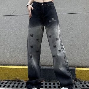 High-Waisted Loose Straight Wide-Leg Pants for Women - Casual Gradient Black American High Street Style