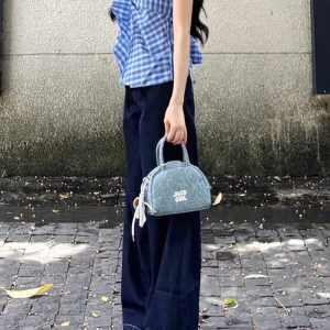 High-Waisted Loose Wide-Leg Deep Blue Tencel Jeans for Women - Retro American Style Summer Pants