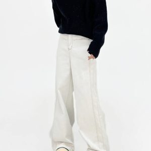 High-Waisted Loose Wide-Leg Denim Pants for Men - American Style Solid Color Versatile Korean Fashion Floor-Length Trousers