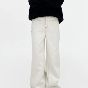 High-Waisted Loose Wide-Leg Denim Pants for Men - American Style Solid Color Versatile Korean Fashion Floor-Length Trousers