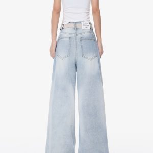 High-Waisted Loose Wide-Leg Ripped Denim Jeans for Women - American Street Style Summer Fashion