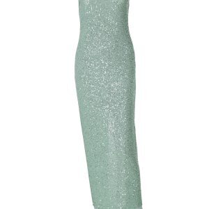 High-Waisted One-Shoulder Strapless Dress with Reflective Sequins and Mesh Lining - European & American Style for Women