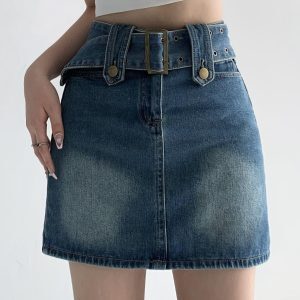 High-Waisted Plus Size Denim Mini Skirt for Women, Slim Fit A-Line Bodycon, Autumn Winter Fashion, Stylish and Comfortable