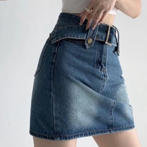 High-Waisted Plus Size Denim Mini Skirt for Women, Slim Fit A-Line Bodycon, Autumn Winter Fashion, Stylish and Comfortable
