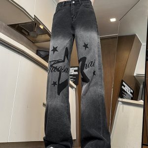 High-Waisted Slim-Fit Wide-Leg Women's Jeans - Trendy Casual American-Style High Street Fashion Pants