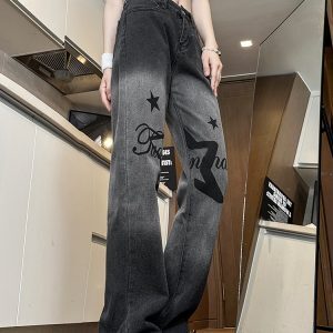High-Waisted Slim-Fit Wide-Leg Women's Jeans - Trendy Casual American-Style High Street Fashion Pants
