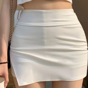 High-Waisted Split Bodycon Skirt for Women - Slimming, Tight-Fitting Summer Style, Perfect for Petite Figures, Anti-Exposure Design