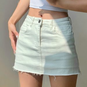 High-Waisted Stretch Slimming Denim Mini Skirt for Women - Retro European American Style, Fashionable Casual Wear