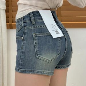 High-Waisted Vintage Distressed Denim Shorts for Women - Slim-Fit Stretchy Hot Pants for Summer Fashion