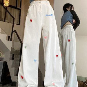 High-Waisted White Wide-Leg Jeans for Women, Summer 2025 American Style, Slimming Loose Straight-Leg Floor-Length Pants