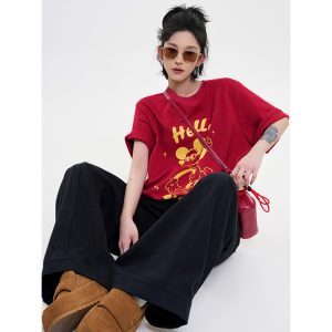 High-Waisted Wide-Leg Casual Pants for Women - Summer Korean Style, Loose-Fitting, Flared, Slimming, Floor-Length Trousers