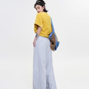 High-Waisted Wide-Leg Casual Pants for Women - Summer Korean Style, Loose-Fitting, Flared, Slimming, Floor-Length Trousers